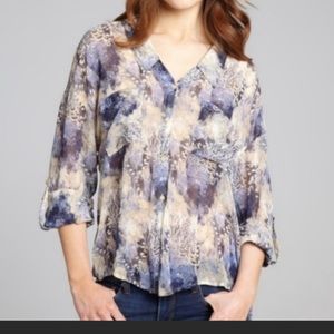 Free people sheer button down long sleeve blouse